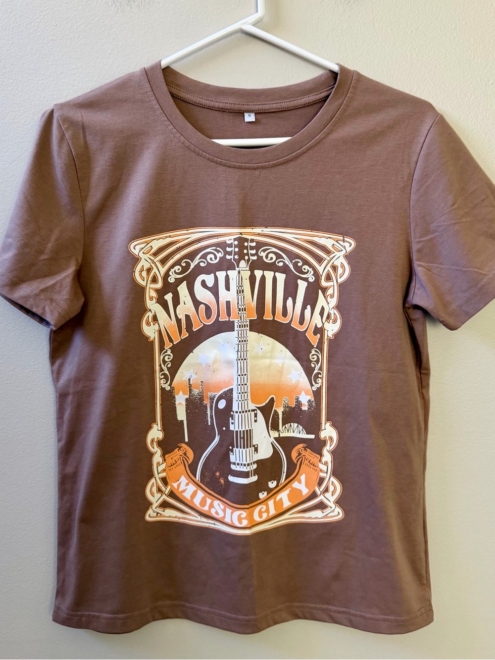 Nashville Graphic Tee - Brown Music City Short Sleeve, Sz S